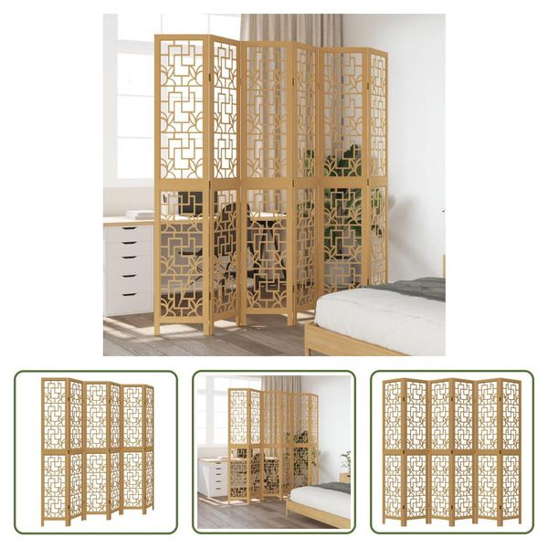 The Living Store 6 Pezzi Divisori Per Ambienti In Legno Massiccio Marrone Paulownia-image