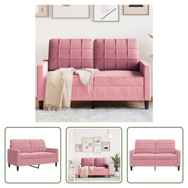 The Living Store Divano A 2 Posti Rosa 120 Cm In Velluto-image