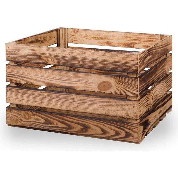 Nuove Cassette Per La Frutta Cassette In Legno Cassette Per Il Vino Cassette Per Le Mele Fiammato 50X40X30Cm-image