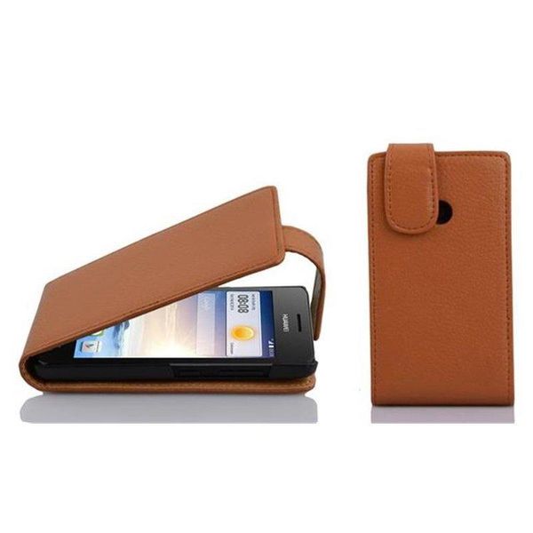 Cadorabo Custodia Protettiva Per Huawei Ascend G330 Custodia In Marrone Flip Case Custodia Del Telefono Cellulare Copertura In Similcuoio-image