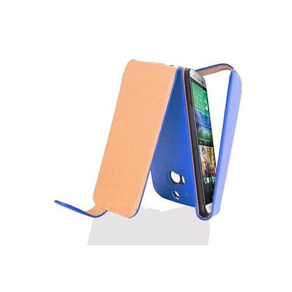 Cadorabo Custodia Protettiva Per Htc One M8 Custodia In Blu Flip Case Custodia Del Telefono Cellulare Copertura In Similcuoio-image