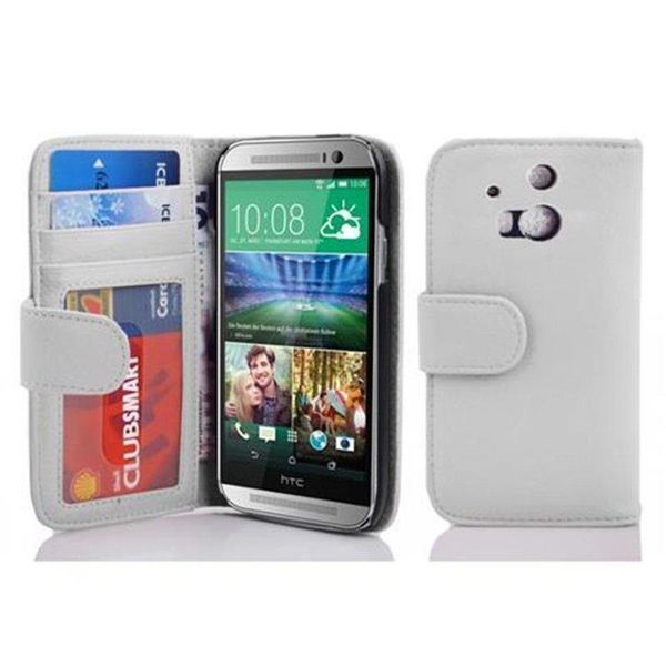 Cadorabo Custodia Per Htc One M8 In Bianco Cover Posteriore Cellulare Protettiva Cover Libro Custodia Libretto Slot Per Carte Di Credito-image