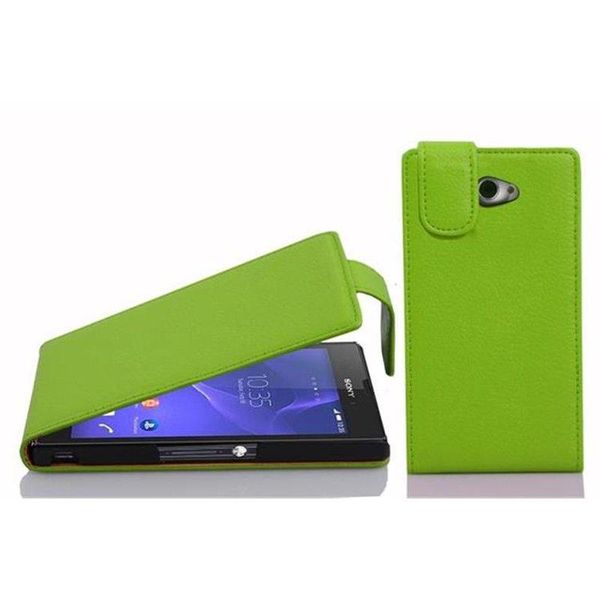 Cadorabo Custodia Protettiva Per Sony Xperia M2 / M2 Aqua Custodia In Verde Flip Case Custodia Per Cellulare Cover In Similcuoio-image