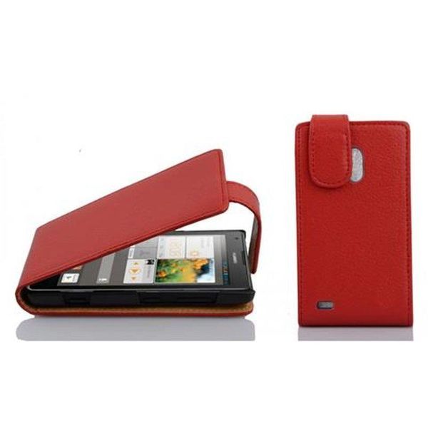 Cadorabo Custodia Protettiva Per Huawei Ascend G700 Custodia In Rosso Flip Case Custodia Del Telefono Cellulare Copertura In Similcuoio-image
