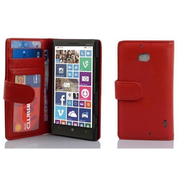 Cadorabo Cover Per Nokia Lumia 929 / 930 In Rosso Cover Posteriore Telefono Cellulare Protettiva Cover Libro Custodia Libretto Slot Per Schede-image