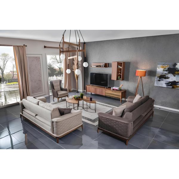 Poltrona Wing Chair Soggiorno Lusso 1 Posto Seduta Poliestere Design Moderno Nuovo-image