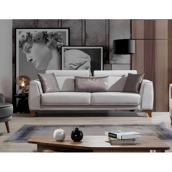 Divano 3 Posti Design Divani Imbottitura Sedile Design Tre Posti Arredamento Moderno Tessuto Nuovo-image
