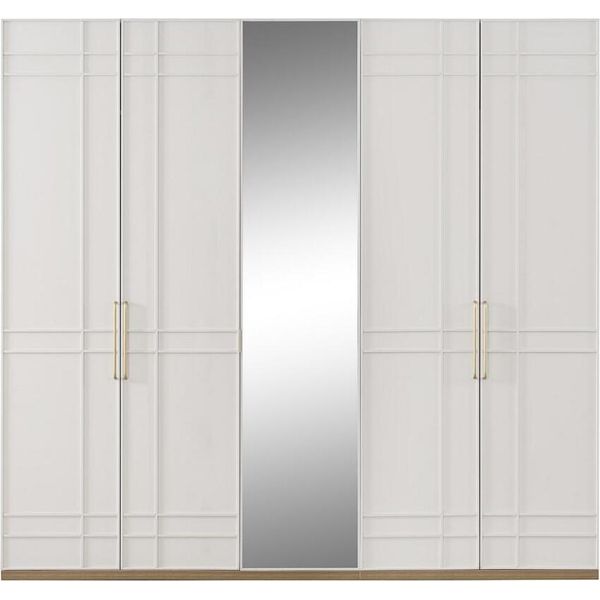 Armadi Armadi Armadi Armadio Bianco Legno Specchio 5 Ante Nuovo-image