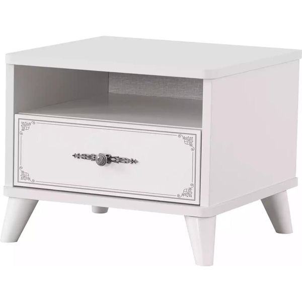 Comodino Console Da Letto Camera Da Letto Legno Bianco Comodino Per Bambini Lusso-image