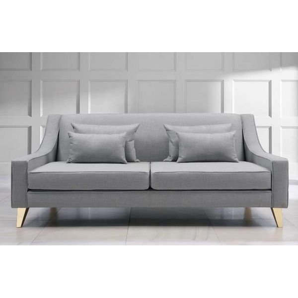 Divano A Tre Posti Divani A 3 Posti Di Lusso In Tessuto Grigio Soggiorno Design Moderno-image