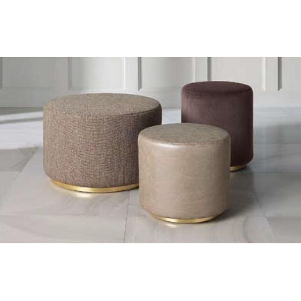 Gruppo Sgabello Poggiapiedi Poliestere Soggiorno Seduta Tessuto Beige Lusso Posti A Sedere 3Pcs-image