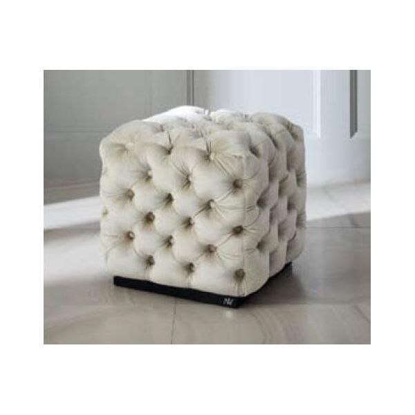 Sgabello Poggiapiedi Poliestere Soggiorno Tessuto Bianco Seduta Di Lusso Mobili Chesterfield-image