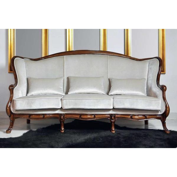 Divano A Tre Posti 3 Posti Lusso Tessuto Grigio Soggiorno Classico Mobili Marrone Nuovo-image