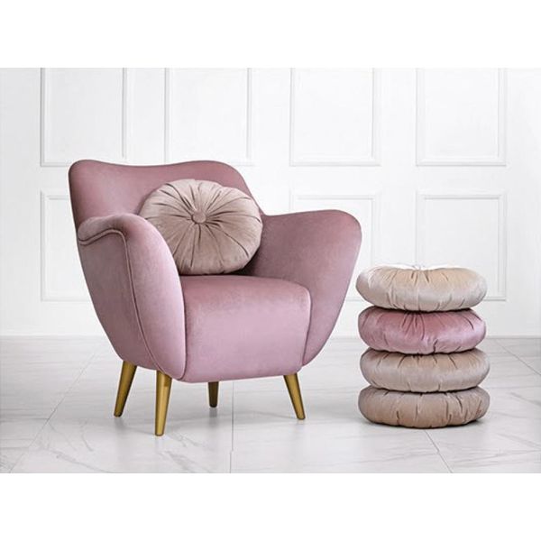 Poltrona Poltrona Wing Chair 1 Posto Seduta Tessuto Lusso Soggiorno Moderno Rosa-image