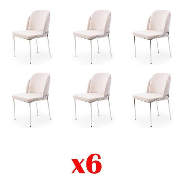 Sedia 6X Sala Da Pranzo Sedie Poltrona Lounge Design Mobili Imbottiti Sedia Nuova Acciaio Inox-image