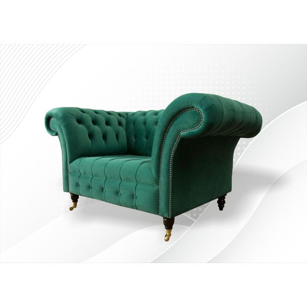 Poltrona Chesterfield Tessile Verde Design Tappezzeria Nuovo Soggiorno Creativo Lusso-image