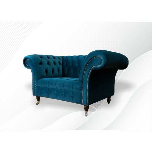 Chesterfield Turchese Soggiorno Design Moderno Divano Mobili Creativi Tessuto-image