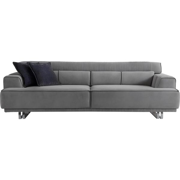 Divano 3 Posti Arredamento Moderno Grigio Soggiorno Arredamento Di Lusso 235Cm-image