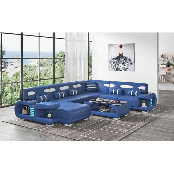 Zona Giorno Xxl Divano A U Grande Divano Angolare Divano In Pelle Divano Blu Divani Nuovi-image