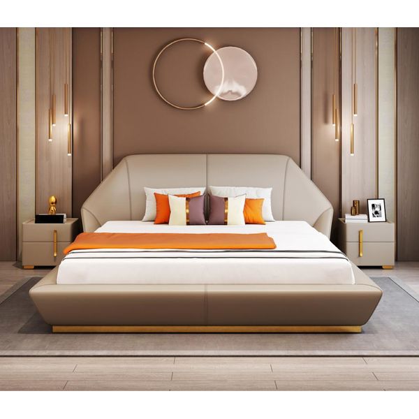 Letto Matrimoniale Moderno Bianco Camera Da Letto Letti Mobili Di Design Struttura In Legno-image