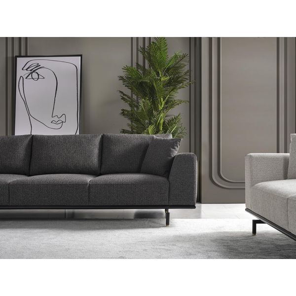 Divano A Quattro Posti Divani A 4 Posti Design Moderno Grigio Tessuto Poliestere Nuovo-image
