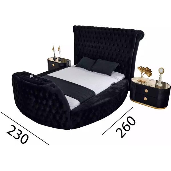 Letto Nero Chesterfield Letto Moderno Per Hotel Letto Matrimoniale Letto Imbottito Moderno-image