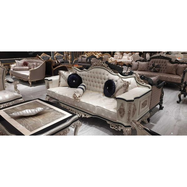 Divano Chesterfield Divano 3 Posti Mobili Imbottiti Tre Posti Bianco Nuovo-image