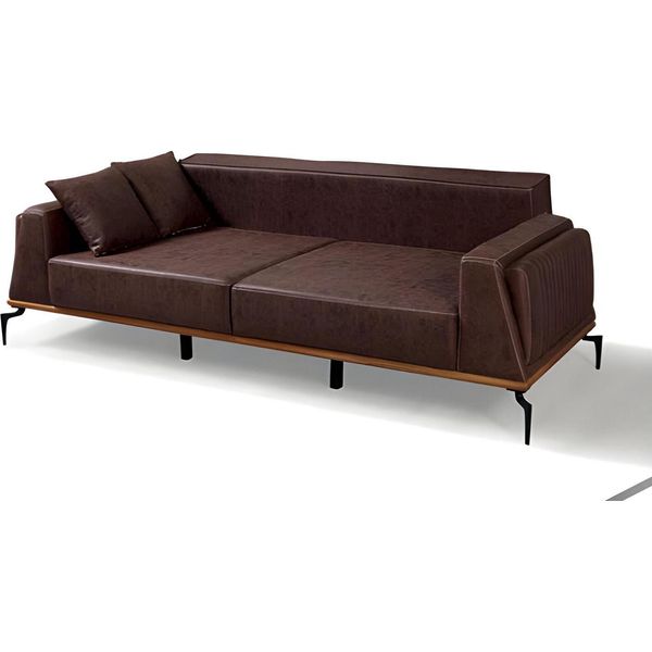 Pelle Marrone 3 Posti Di Design Mobili Da Salotto Tre Posti Mobili Di Lusso-image
