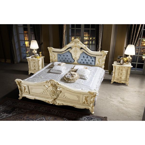 Letti Chesterfield Mobili In Pelle Camera Da Letto Hotel Barocco Letto Classico Lusso-image