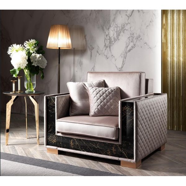 Tappezzeria Di Design Tessile 1 Posto Sedile Imbottito Divano Nuovo Poltrona 120X102Cm Divano-image