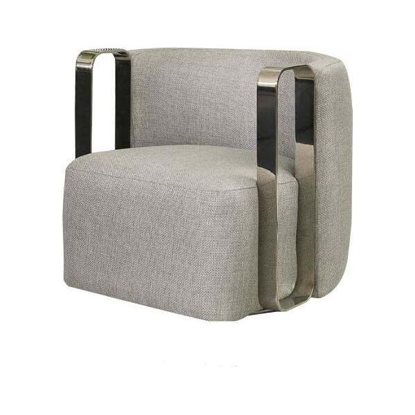 Poltrona Moderna Monoposto In Tessuto Soggiorno Grigio Imbottito Poltrona Design-image