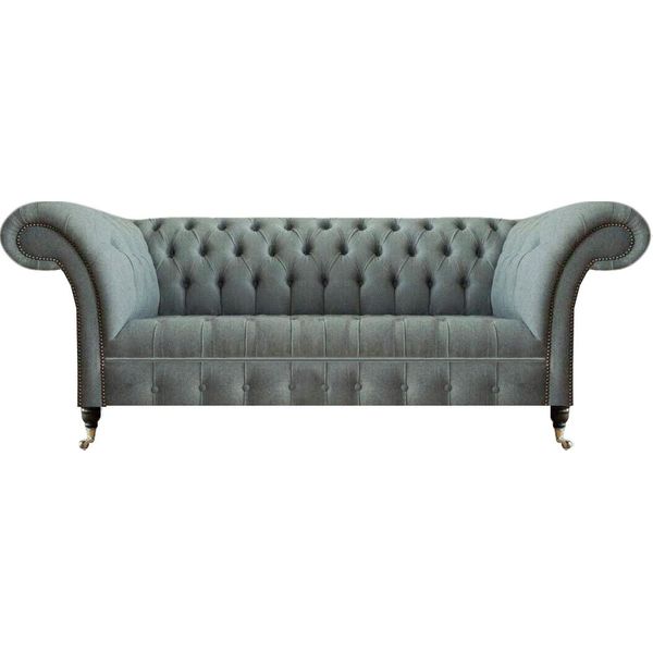 Soggiorno Divano Di Lusso Arredamento Chesterfield Tessile Grigio Divano A Tre Posti-image