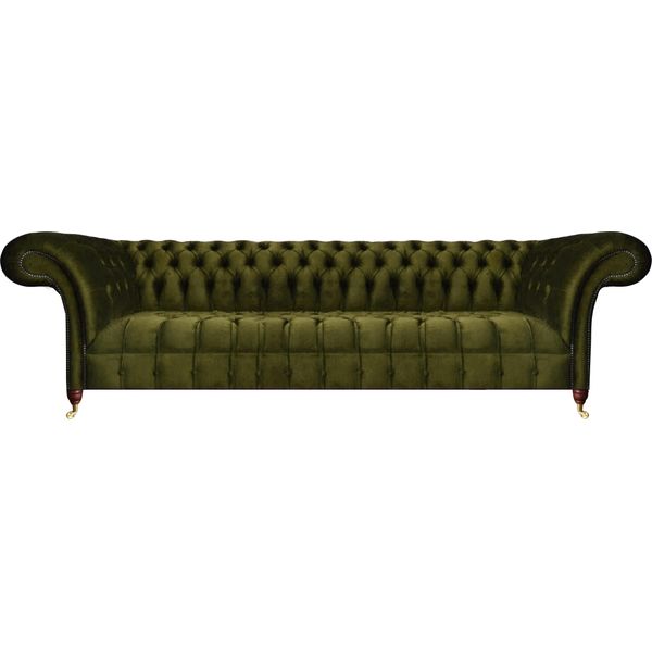 Divano Da Salotto Divano A Tre Posti Nuovo Chesterfield Verde Imbottito Mobili D'arredo-image