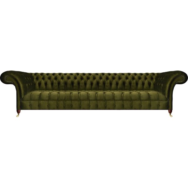 Soggiorno Divano Di Lusso A Quattro Posti Divano Moderno Verde Divani Tessile Chesterfield-image