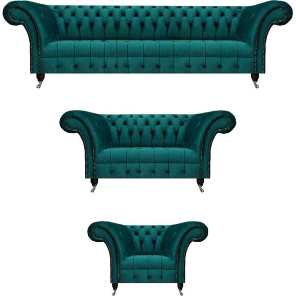 Divano Chesterfield Verde Divano Completo Di Design Moderno Set Di Divani Soggiorno-image