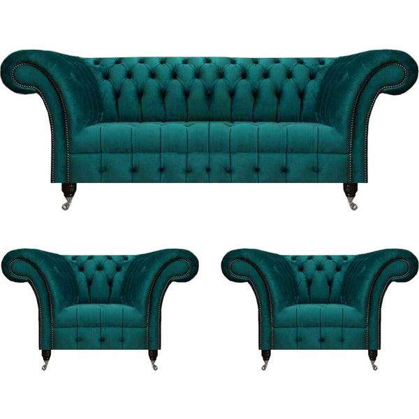 Set Di Divani Moderni Di Design Per Il Soggiorno 3 Pezzi Chesterfield-image