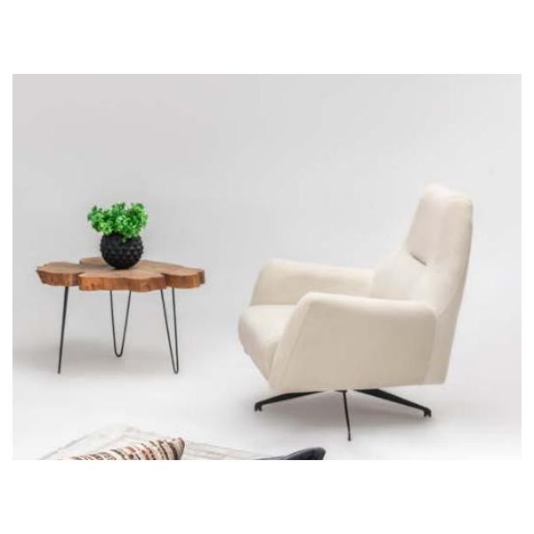 Poltrona In Tessuto Poltrona Wing Chair Beige Imbottita Soggiorno Seduta Monoposto-image