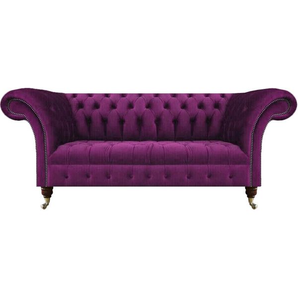 Divano Chesterfield Di Lusso Con Sedute Viola Divano A Tre Posti Arredamento Tessile-image
