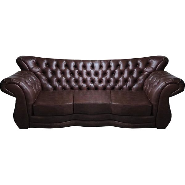 Divano Chesterfield In Pelle Divano A Tre Posti Salotto Arredamento Di Lusso-image
