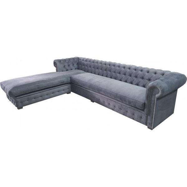 Velluto Divano Angolare Chesterfield Tessuto Tessuto Divano Angolare Divano Imbottito Divano Angolare Suite-image