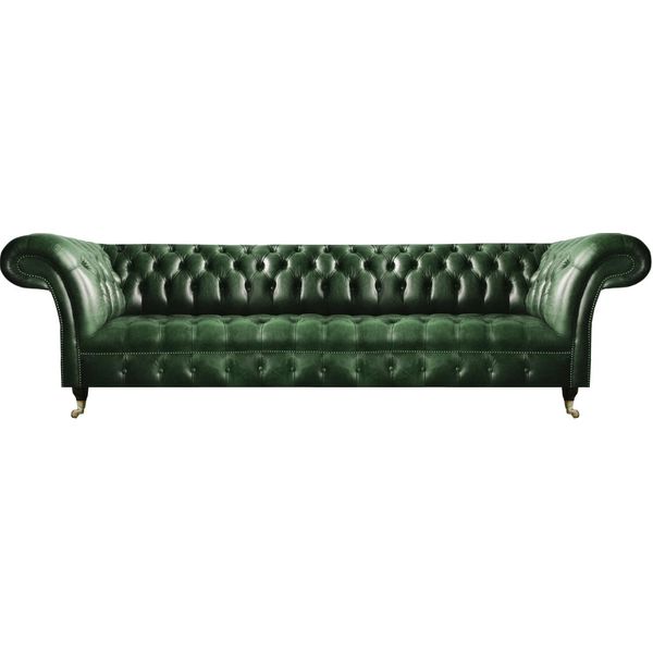 Divano Da Salotto A Quattro Posti Divano Imbottito In Pelle Di Lusso Chesterfield-image