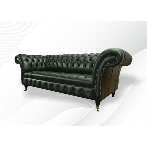 Poltrona In Pelle Verde Per Il Soggiorno Chesterfield Mobili Imbottiti Di Lusso Mobili Di Design-image