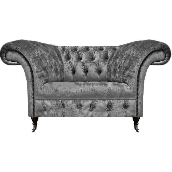 Nuova Poltrona Grigia Tessile Di Lusso Imbottita Mobili Moderni Seduta Chesterfield Soggiorno-image