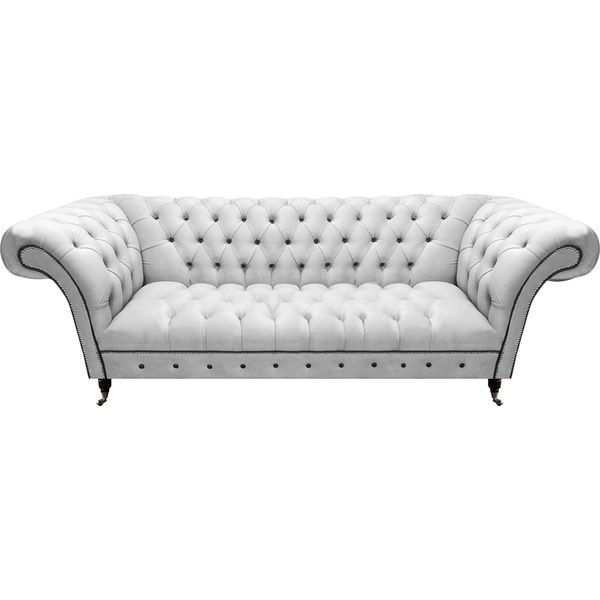 Divano Tre Posti Chesterfield Bianco Soggiorno Divano Imbottito Arredamento-image