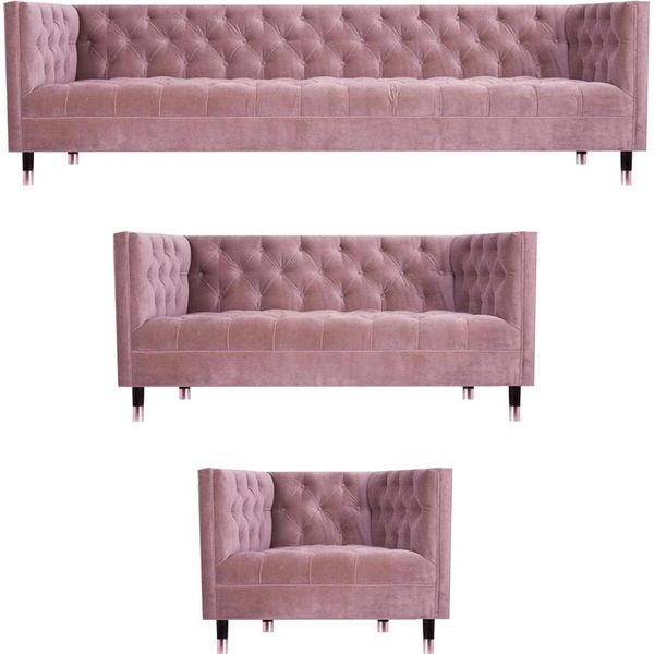 Set Completo Di Divani Chesterfield 3 Pezzi Mobili Per Il Soggiorno Poltrone Di Design-image