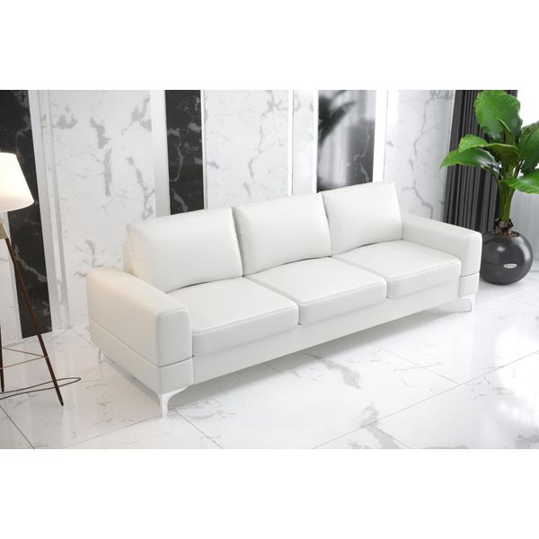 Soggiorno Design Tessile 3 Posti Bianco Elegante Divano Moderno Divano Tappezzeria Nuovo-image