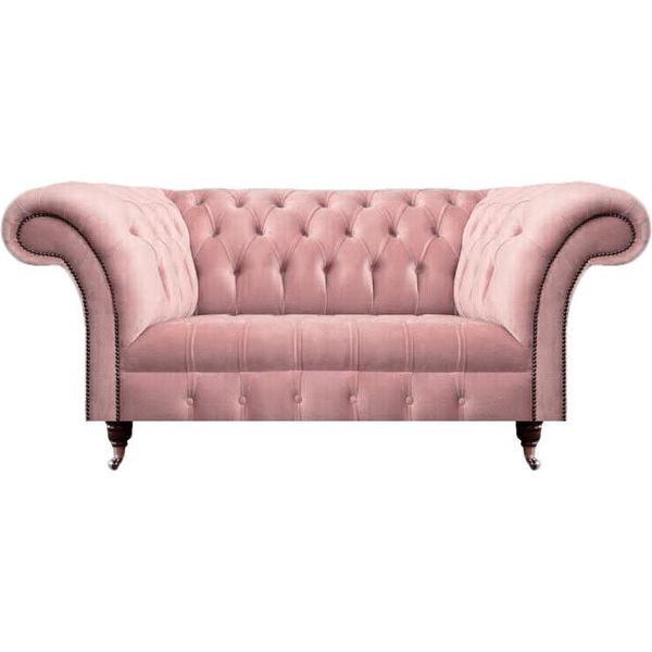 Divano Chesterfield Rosa A Due Posti, Divano Da Salotto, Mobili Imbottiti-image