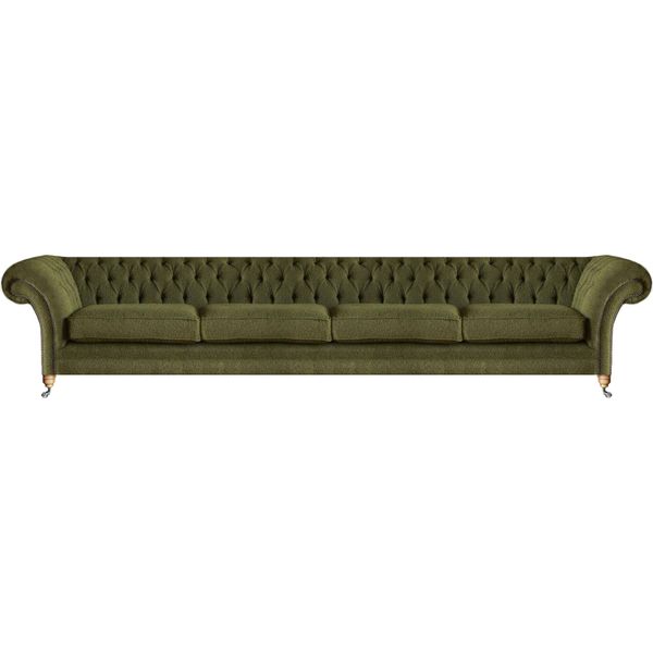 Divano Moderno Verde A Quattro Posti Divano Soggiorno Imbottito Seduta Chesterfield-image