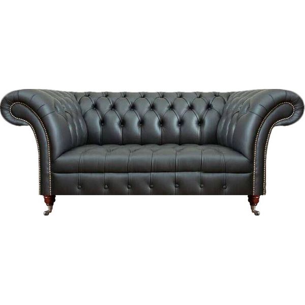 Divano In Pelle A Due Posti Divano Imbottito Mobili Imbottiti Mobili Neri Mobili Chesterfield-image