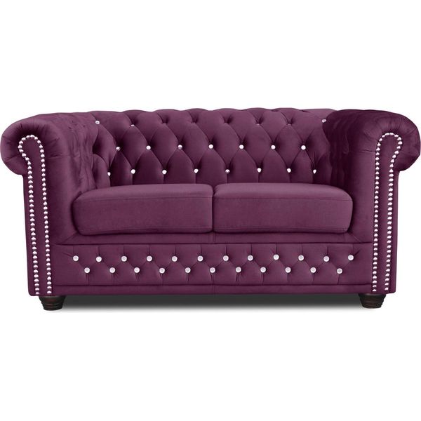 Divano Chesterfield In Tessuto Imbottito A 2 Posti Divani In Tessuto Divani A Due Posti Viola-image